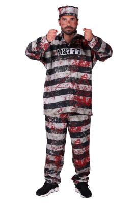 T3568-XXL schwarz-weiß Herren blutiger Gefangener Kostüm 3tlg.Gr.XXL=60 - 1