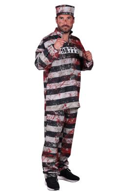 T3568-XXL schwarz-weiß Herren blutiger Gefangener Kostüm 3tlg.Gr.XXL=60 - 2