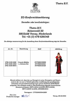 T3781 Kinder Mädchen Dracula Kleid und Halsband - 1