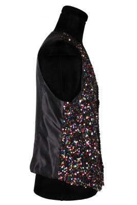 T3576-9900-S bunt Multicolor Herren Pailletten Weste Gr.S=48 - 1