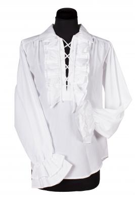 T3513-0200 weiß Damen Piraten-Barock Rüschenbluse Deluxe - 0