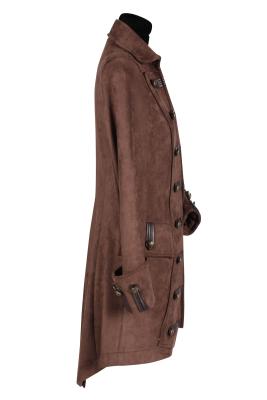 T3514-1300-M braun Damen Piraten Jacke lang Barock Mantel Gr.M=40 - 2