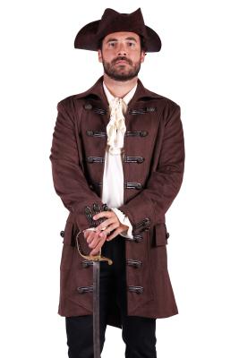T3515-1300-S braun Herren Piraten Jacke lang Barock Mantel Gr.S=48 - 6