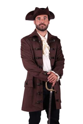 T3515-1300-L braun Herren Piraten Jacke lang Barock Mantel Gr.L=52 - 5