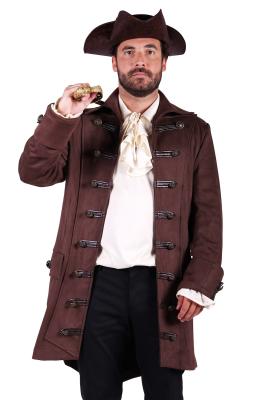 T3515-1300-XL braun Herren Piraten Jacke lang Barock Mantel Gr.XL=56 - 4