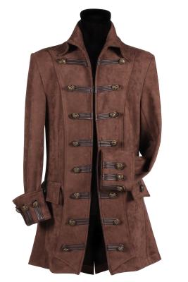 T3515-1300-XXL braun Herren Piraten Jacke lang Barock Mantel Gr.XXL=60 - 3