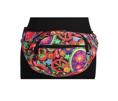 T3911-PAIS mehrfabig Peace Blumen Hippie Gürteltasche Bauchtasche Hüfttasche - 3