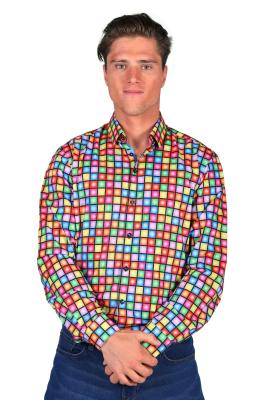 T3895-BALL-45-46 mehrfarbig Disco Ball-Kugel Herrenhemd Discohemd Partyhemd Gr.45-46 - 2