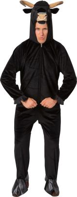 O7459 schwarz Damen Herren Stier Kostüm Overall - 0