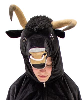 O7459 schwarz Damen Herren Stier Kostüm Overall - 4