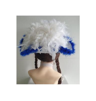 N14-57-58 weißer Funkenhut mit blau-silberborte Marabu-blau Federboa-weiß Gr.57-58 - 6