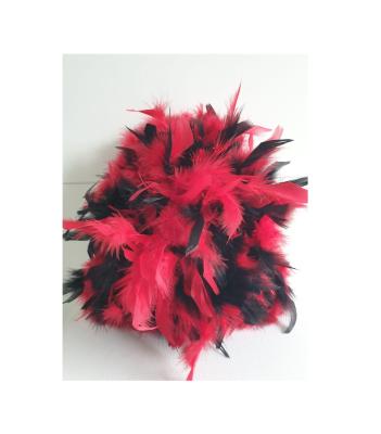 N15 schwarzer Funkenhut mit rot-silberborte Marabu-rot Federboa-schwarz-rot-mix - 6