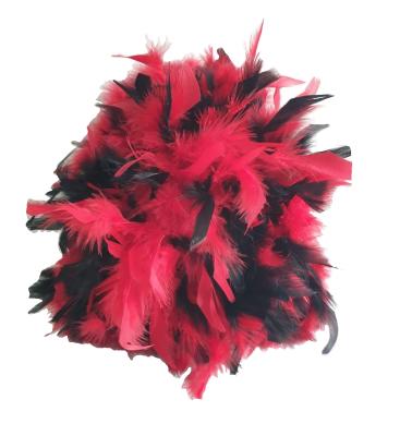 N15 schwarzer Funkenhut mit rot-silberborte Marabu-rot Federboa-schwarz-rot-mix - 7
