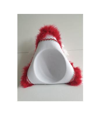 N16-57-58 Damen-Herren weißer Funkenhut mit rot-silberborte Marabu-rot Federboa-weiß Gr.57-58 - 5