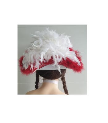 N16-57-58 Damen-Herren weißer Funkenhut mit rot-silberborte Marabu-rot Federboa-weiß Gr.57-58 - 6