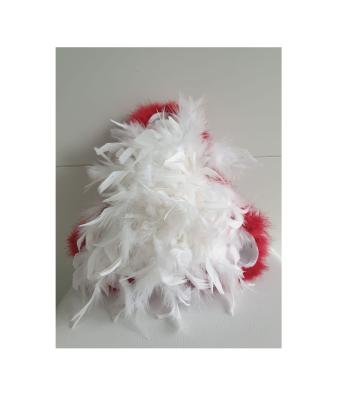 N16-59-60 Damen-Herren weißer Funkenhut mit rot-silberborte Marabu-rot Federboa-weiß Gr.59-60 - 4