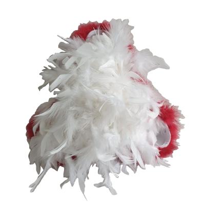 N16 weißer Funkenhut mit rot-silberborte Marabu-rot Federboa-weiß - 7