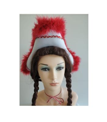 N17-55-56 weißer Funkenhut mit rot-silberborte Marabu-rot Gr.55-56 - 1