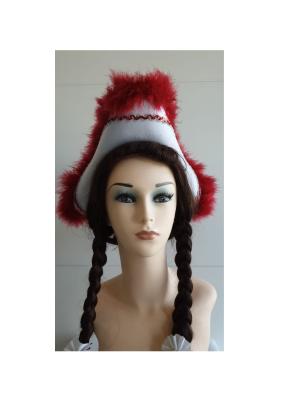 N17-59-60 Damen-Herren weißer Funkenhut mit rot-silberborte Marabu-rot Gr.59-60 - 2