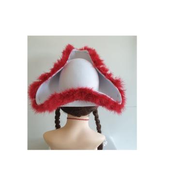 N17-59-60 Damen-Herren weißer Funkenhut mit rot-silberborte Marabu-rot Gr.59-60 - 4