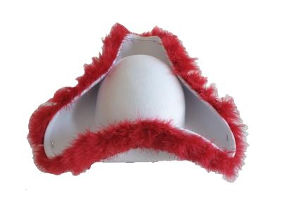 N17 weißer Funkenhut mit rot-silberborte Marabu-rot - 6