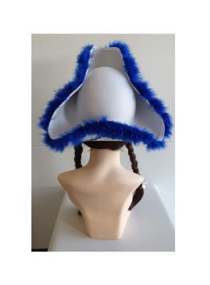 N18-53-54 weißer Funkenhut mit blau-silberborte Marabu-blau Gr.53-54 - 4