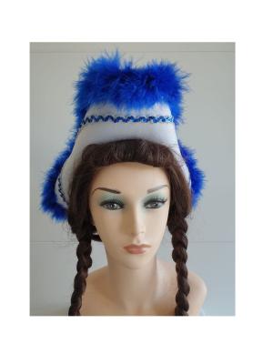 N18-55-56 weißer Funkenhut mit blau-silberborte Marabu-blau Gr.55-56 - 1