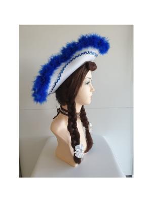 N18-59-60 Damen-Herren weißer Funkenhut mit blau-silberborte Marabu-blau Gr.59-60 - 2