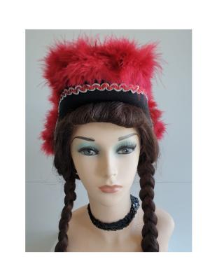 N19-59-60 schwarzer Funkenhut mit rot-silberborte Marabu-rot Gr.59-60 - 1