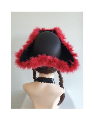 N19-59-60 schwarzer Funkenhut mit rot-silberborte Marabu-rot Gr.59-60 - 3