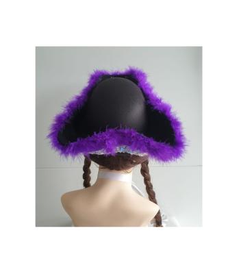 N20-57-58 schwarzer Funkenhut mit silberborte Marabu-lila Gr.57-58 - 2