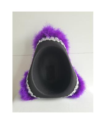 N20-59-60 schwarzer Funkenhut mit silberborte Marabu-lila Gr.59-60 - 4