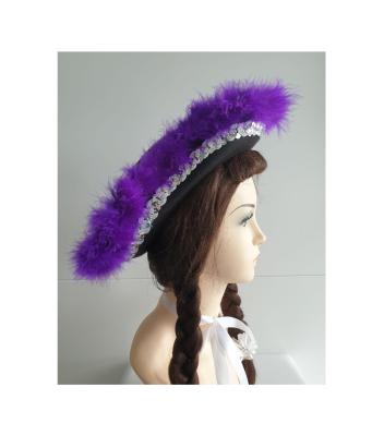 N20 schwarzer Funkenhut mit silberborte Marabu-lila - 1