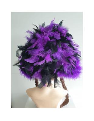N21-57-58 schwarzer Funkenhut mit silberborte Marabu-lila Federboa schwarz-lila mix Gr.57-58 - 2