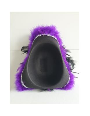 N21-57-58 schwarzer Funkenhut mit silberborte Marabu-lila Federboa schwarz-lila mix Gr.57-58 - 4