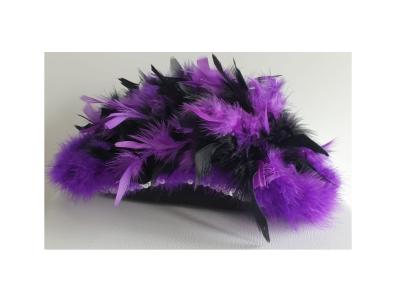 N21-59-60 schwarzer Funkenhut mit silberborte Marabu-lila Federboa schwarz-lila mix Gr.59-60 - 5