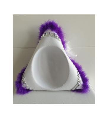 N23-57-58 weißer Funkenhut mit silberborte Marabu-lila Federboa-weiß Gr.57-58 - 4