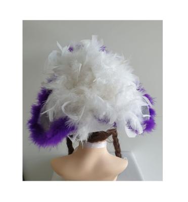 N23-59-60 Damen-Herren weißer Funkenhut mit silberborte Marabu-lila Federboa-weiß Gr.59-60 - 2