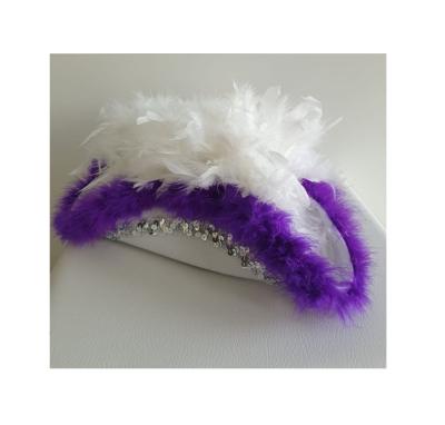 N23-59-60 Damen-Herren weißer Funkenhut mit silberborte Marabu-lila Federboa-weiß Gr.59-60 - 6