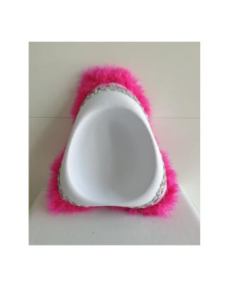 N24-55-56 weißer Funkenhut mit silberborte Marabu-pink Gr.55-56 - 4