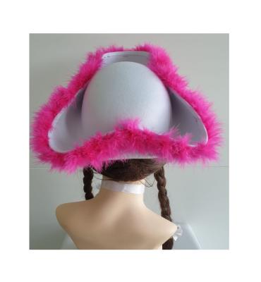 N24-57-58 weißer Funkenhut mit silberborte Marabu-pink Gr.57-58 - 2