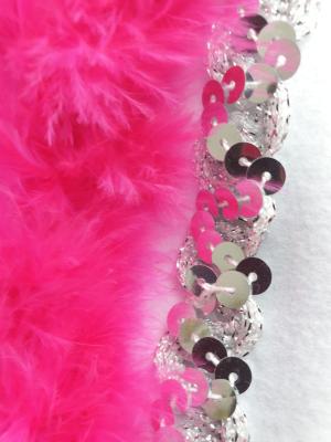 N25-57-58 Kinder-Damen weißer Funkenhut mit silberborte Marabu-pink Federboa pink-weiß mix Gr.57-58 - 3