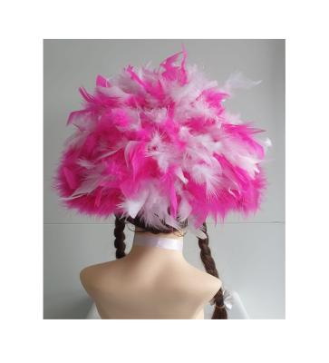 N25-59-60 Kinder-Damen weißer Funkenhut mit silberborte Marabu-pink Federboa pink-weiß mix Gr.59-60 - 2