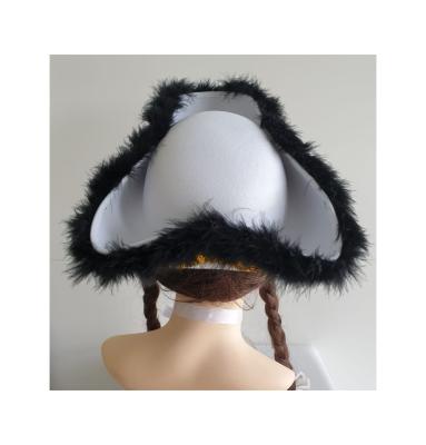 N26-53-54 weißer Funkenhut mit goldborte Marabu-schwarz Gr.53-54 - 2