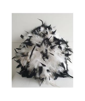 N27-53-54 weißer Funkenhut mit goldborte Marabu-schwarz Federboa weiß-schwarz mix Gr.53-54 - 5