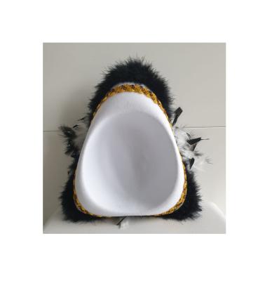 N27-59-60 weißer Funkenhut mit goldborte Marabu-schwarz Federboa weiß-schwarz mix Gr.59-60 - 6