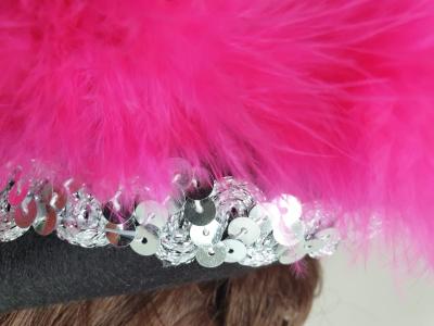 N28-57-58 Damen-Herren schwarzer Funkenhut mit silberborte Marabu-pink Gr.57-58 - 4