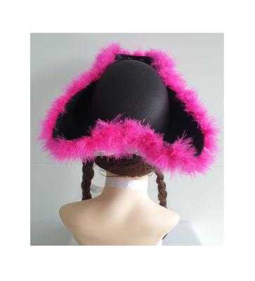 N28-59-60 Damen-Herren schwarzer Funkenhut mit silberborte Marabu-pink Gr.59-60 - 3