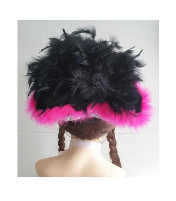 N29-59-60 Damen-Herren schwarzer Funkenhut mit silberborte Marabu-pink Federboa-schwarz Gr.59-60 - 3