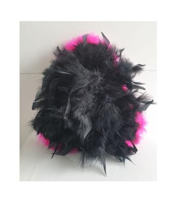 N29-59-60 Damen-Herren schwarzer Funkenhut mit silberborte Marabu-pink Federboa-schwarz Gr.59-60 - 4